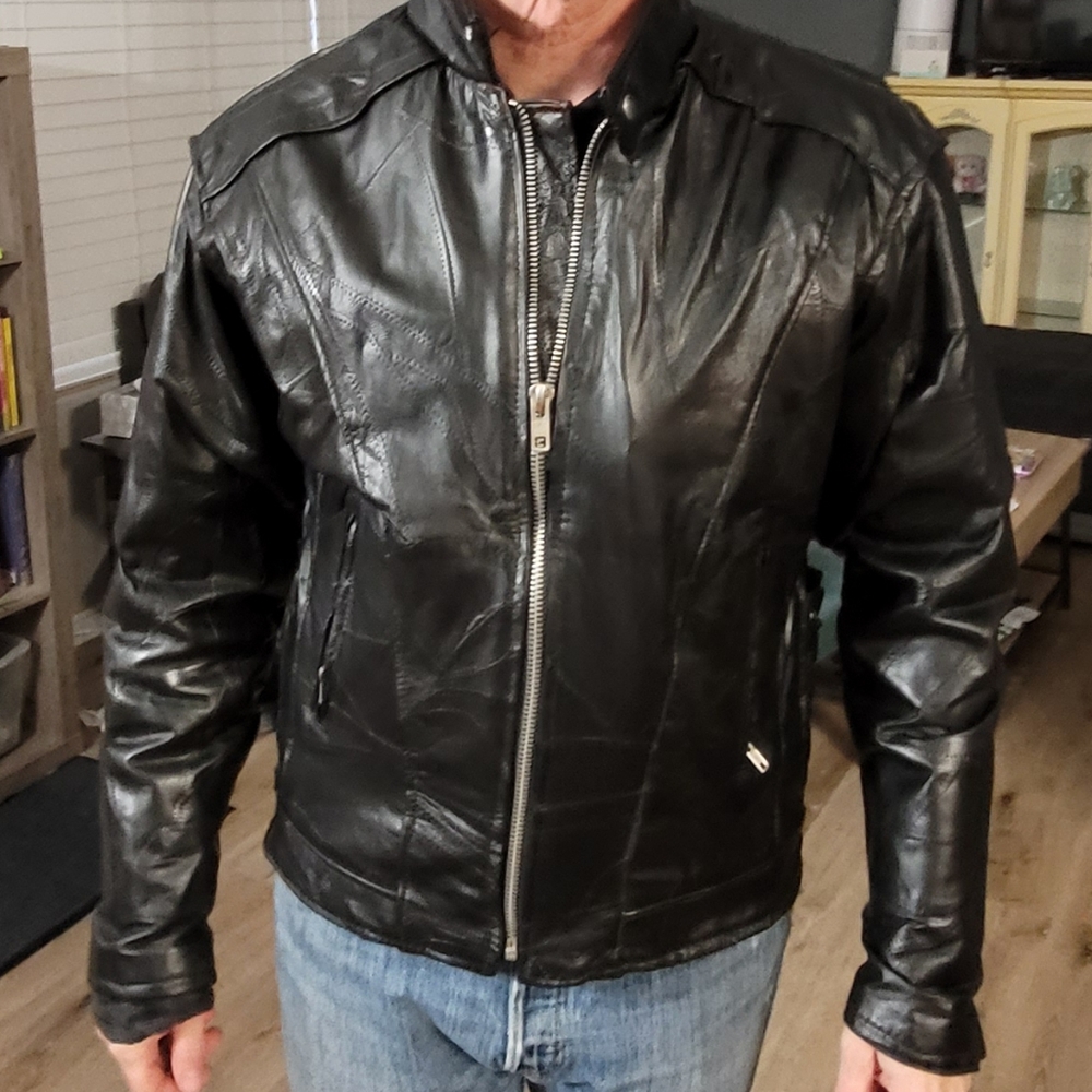 Buffalo leather motorcycle jacket